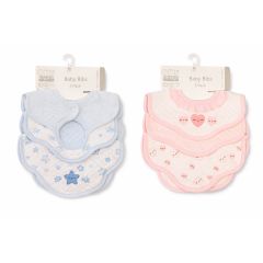 baby 3 pack cotton bibs pink and blue sets side by side displayed
