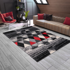 Black and Red Geometric Rug at Guineys Ireland