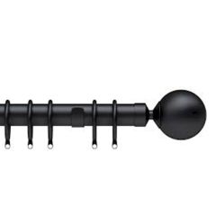 Metal Curtain Pole Black Ball 130-250cm