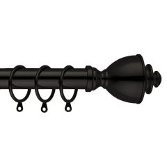 Metal Curtain Pole Black Crown 160 - 300cm