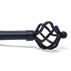 Metal Curtain Pole Black Basket 120 - 210cm