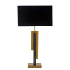 Modern Black and Gold Marble Table Lamp with Rectangular Shade at Guineys Ireland