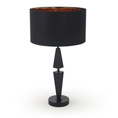 Geometric Black Table Lamp with Fabric Shade at Guineys Ireland