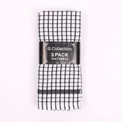 Check Tea Towels Black 3 Pack