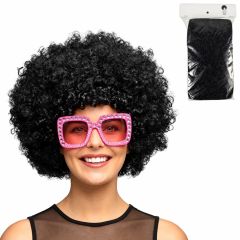 Black Curly Fancy Dress Wig - One Size