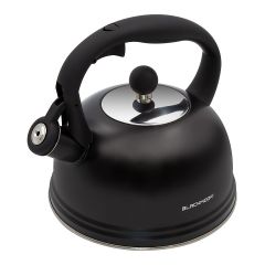 Blackmoor 2.5L black stainless steel whistling stovetop kettle with soft-touch handle