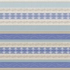 Blue and beige striped geometric oilcloth 