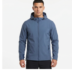 model wearing the Mountain peak Soft Shell Jacket Blue