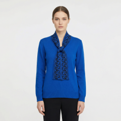 Women's Leopard Print Scarf Jumper Blue