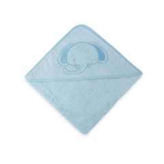 100% Cotton Elephant Hooded Towel Blue