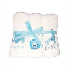 3 Pack Baby Wash Cloth 100% Cotton Blue