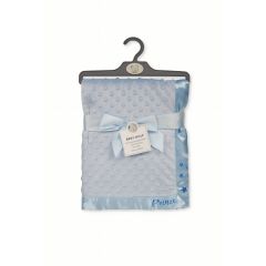 Blue Bubble Baby Blanket with Satin Trim