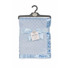 Blue Bubble Baby Blanket with Satin Trim