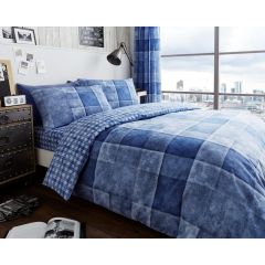 Gaveno Cavailia Denim Check Blue Duvet Cover Set at Guineys Ireland