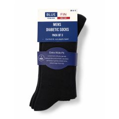 Blue Fin Men's Diabetic Socks 3 Pack Black UK 6-11 Extra Wide Fit