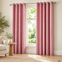 Sorbonne 100% Cotton Plain Blush Eyelet Curtains 66x90