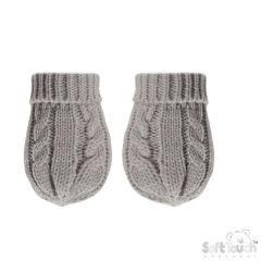 Baby Cable Knit Mitt Grey