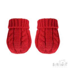 Baby Cable Knit Mitt Red