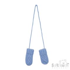 Baby Chain Knit Mitt Blue