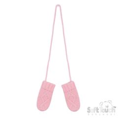 Baby Chain Knit Mitt Pink