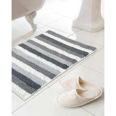 100% Cotton Tonal Stripe Bath Mat Grey