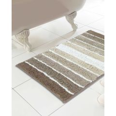 100% Cotton Tonal Stripe Bath Mat Natural Online Offer Only