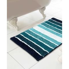 100% Cotton Tonal Stripe Bath Mat Teal