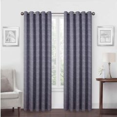 Bobble Chenille Eyelet Ready Made Curtain Pair Charcoal with textured bouclé effect fabric