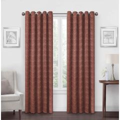 Bobble Chenille Eyelet Ready Made Curtain Pair Rust with textured bouclé effect fabric