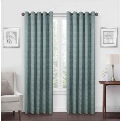 Bobble Chenille Eyelet Ready Made Curtain Pair Sage with textured bouclé effect fabric