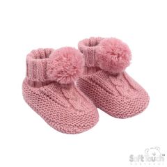 Baby Cable Knit Bootees Pink