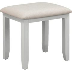 Bordeaux grey dressing table stool with a padded neutral fabric upholstered seat.