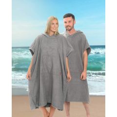 Ezi Dry 100% Cotton Changing Robe Poncho Grey