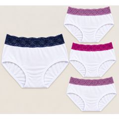Women's Cotton Briefs 3 Pack with Lace Multi