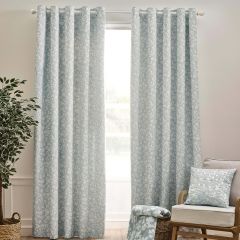 Catherine Lansfield Brooke Floral Duck Egg lined eyelet curtains with floral pattern