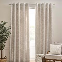 Catherine Lansfield Brooke Floral Natural lined eyelet curtains with floral pattern