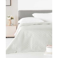 Zara Embossed Satin Bedspread 240x260cm Natural Online Offer Only