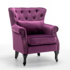 Velour Wingback Chair & Cushion Burgundy