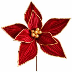 Red and Gold Christmas Poinsettia Pick