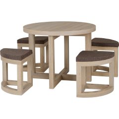 Cambourne Stowaway Dining Set - Sonoma Oak Effect Veneer/Brown Linen Fleck