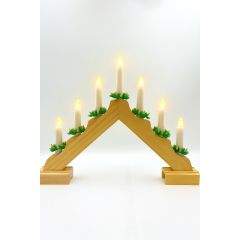 Natural wood effect LED candlebridge with seven warm white lights