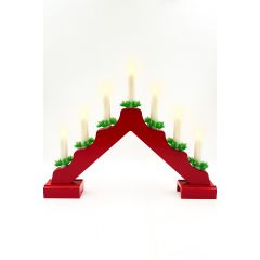 Red and green LED candlebridge with seven warm white lights