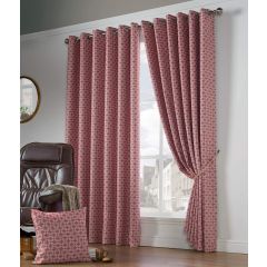 Casablanca Readymade Eyelet Curtain Pair Blush Red by Alan Symonds at Guineys Ireland
