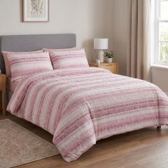 Casey Seersucker Supersoft Stripe Pink Duvet Cover Set