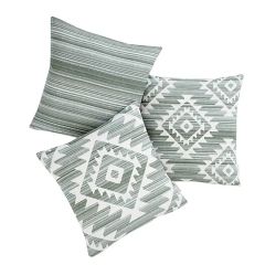 Aztec Geo 3 Pack Cushion Covers Green by Catherine Lansfield - Online Offer Only