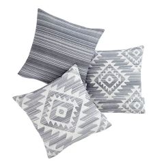 Aztec Geo 3 Pack Cushion Covers Charcoal by Catherine Lansfield - Online Offer Only