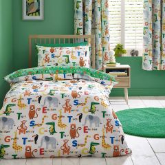 Animal Magic duvet cover set with animals and alphabet letters reversible kids bedding