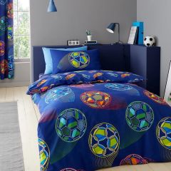 Catherine Lansfield Bright Football duvet cover set with football pattern and reversible football boots design