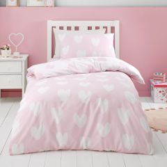Catherine Lansfield brushed cotton hearts duvet cover set reversible cosy bedding