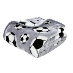 Catherine Lansfield grey football throw with modern sporty design for bedroom or sofa